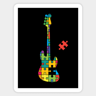 Color Puzzle Bass Guitar Silhouette Sticker